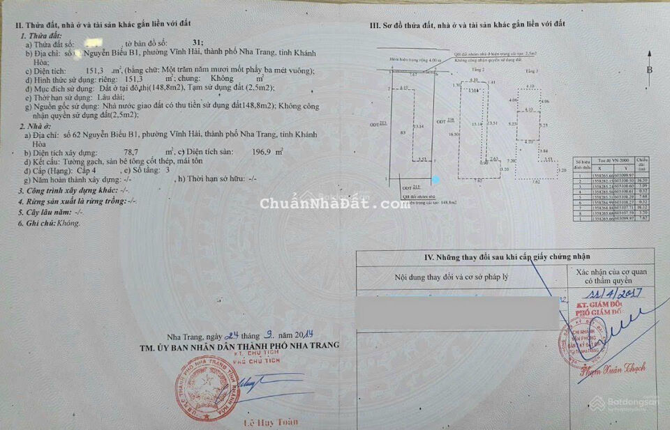 Bán nhà 4 tầng, Nguyễn Biểu B, Vĩnh Hải, DT 151,3m2, ngang 7,6m, hướng bắc, đường ô tô - giá 9 tỷ