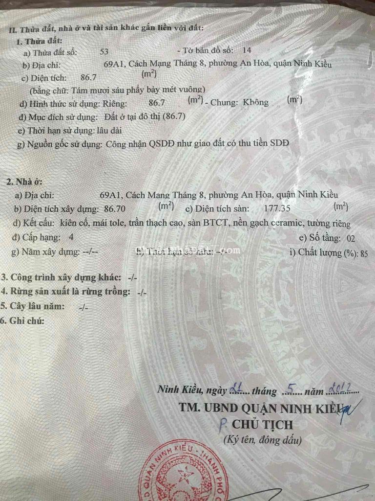 Bán nhà mặt tiền đường CMT8 , Đối diện bệnh viện Phụ Sản