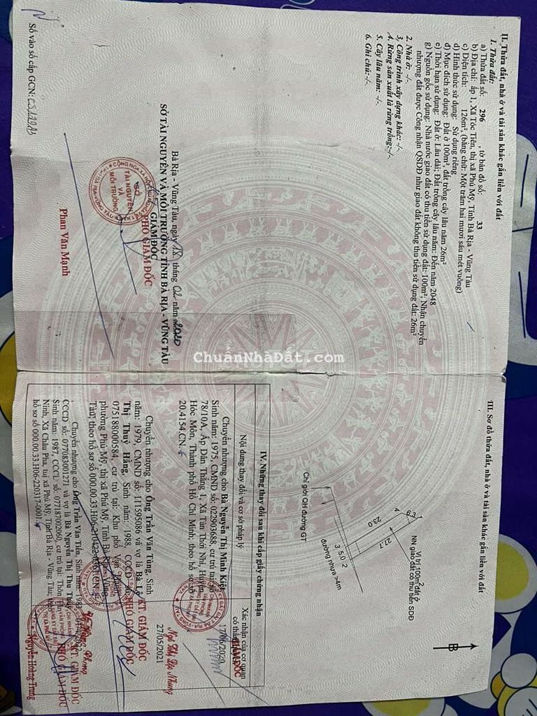 Bán Nhà Cấp 4 Còn 99%. Xã Tóc Tiên. Gần Hồ. Đường QH 22m. Tx Phú Mỹ