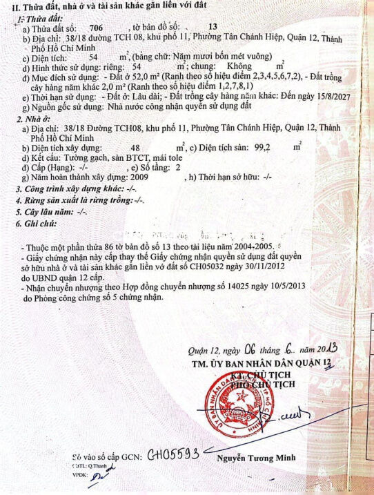 Bán nhà 4x15m trệt lầu một sẹc Lâm Thị Hố hẻm 164 giá 3.55 tỷ