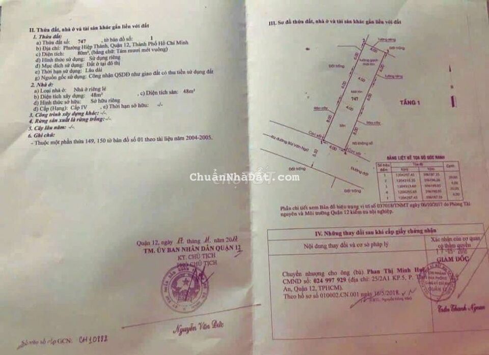 Bán nhà Hiệp Thành Quận 12 Hàng Quá Thơm