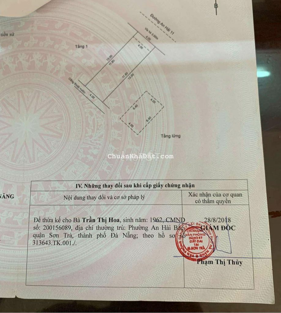 Bán nhà 2 tầng, đối diện cv. Khu an hải bắc