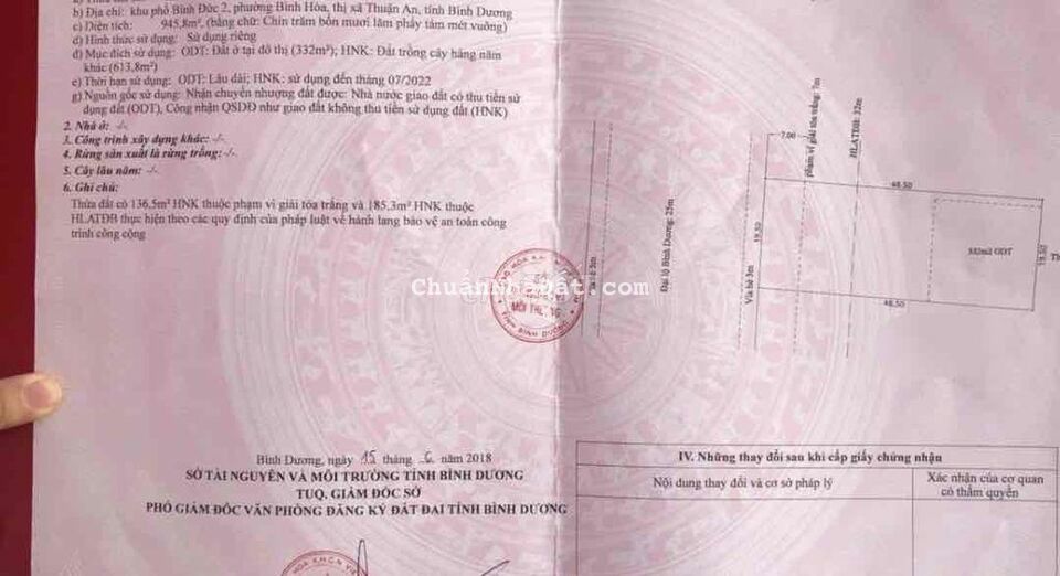 MẶT TIỀN ĐẠI LỘ BÌNH DƯƠNG CHỖ GẦN VSIP1 DT 950M