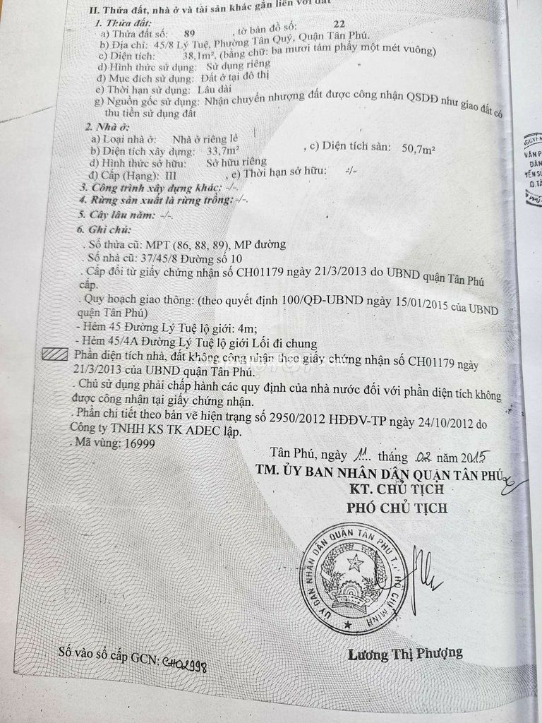 Bán nhà 45/8 đường lý tuệ 4×11 đúc 2,5 tấm