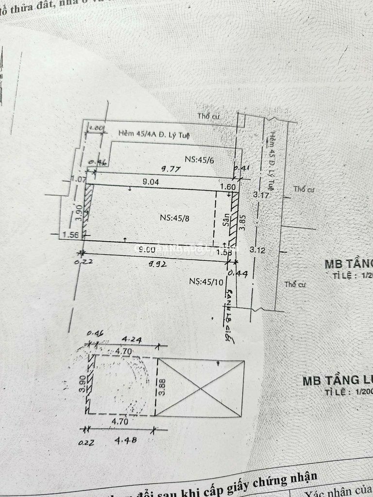 Bán nhà 45/8 đường lý tuệ 4×11 đúc 2,5 tấm