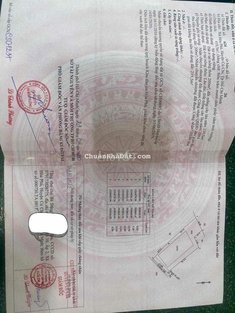 Kho và nhà cấp bốn(400m).Hoà Phú.Củ Chi