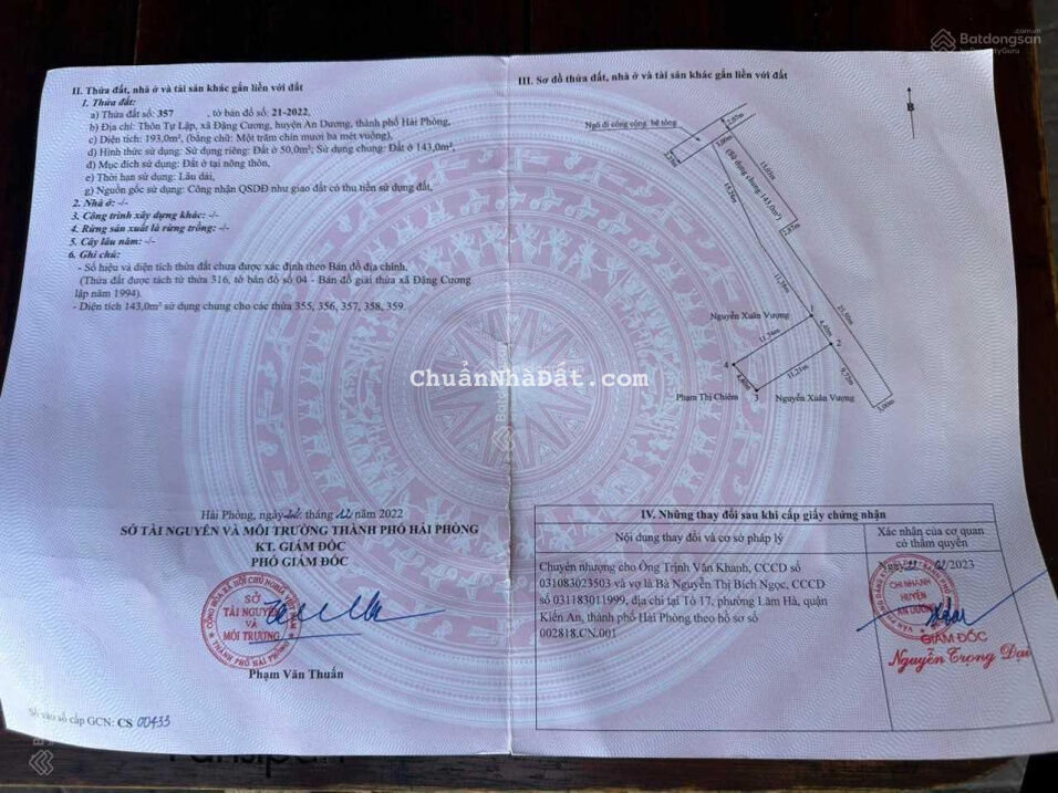 Bán lô đất tại Tự Lập, Đặng Cương, An Dương, Hải Phòng