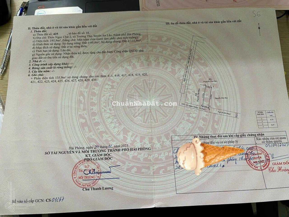 Cắt lỗ lô đất cạnh khu CN Ngọc Chử 2, Trường Thọ, An Lão