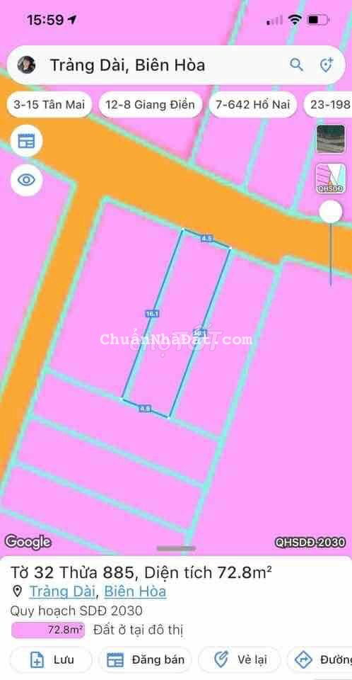 ĐẤT SỔ THỔ CƯ 100% Tp Biên Hoà