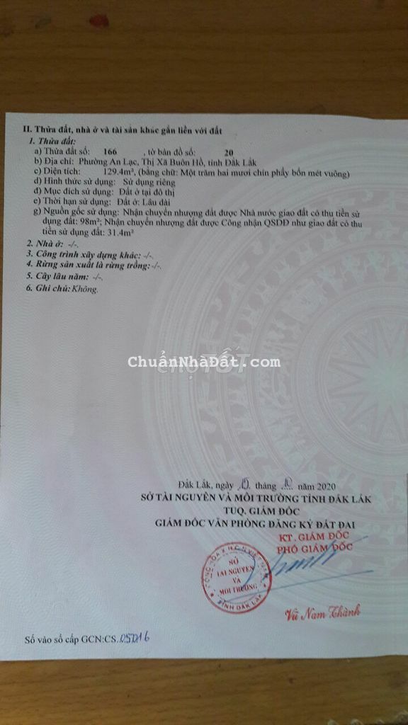 Chính chủ bán gấp 129.4 m2 đất thổ cư, đường N2, liền kề Quảng trường