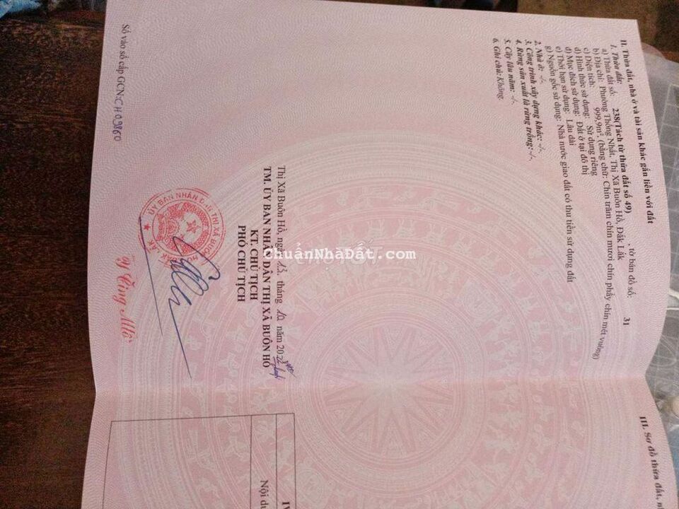 Bán Đất Cho NĐT Phân Lô. P. Thống Nhất. 43×40 Thổ Cư 1000m2. Buôn Hồ