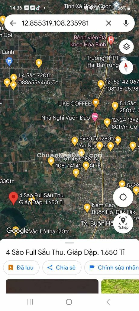 Bán Đất Full Sầu Riêng 5 Năm Thu. 4 Sào. View Đập Lớn Buôn Hồ Đắk Lắk