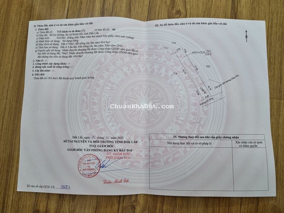 524m2, có 70 Thổ cư, mặt tiền 9 mét, Cách QL29 chỉ 300m, Đường Bàn Cờ