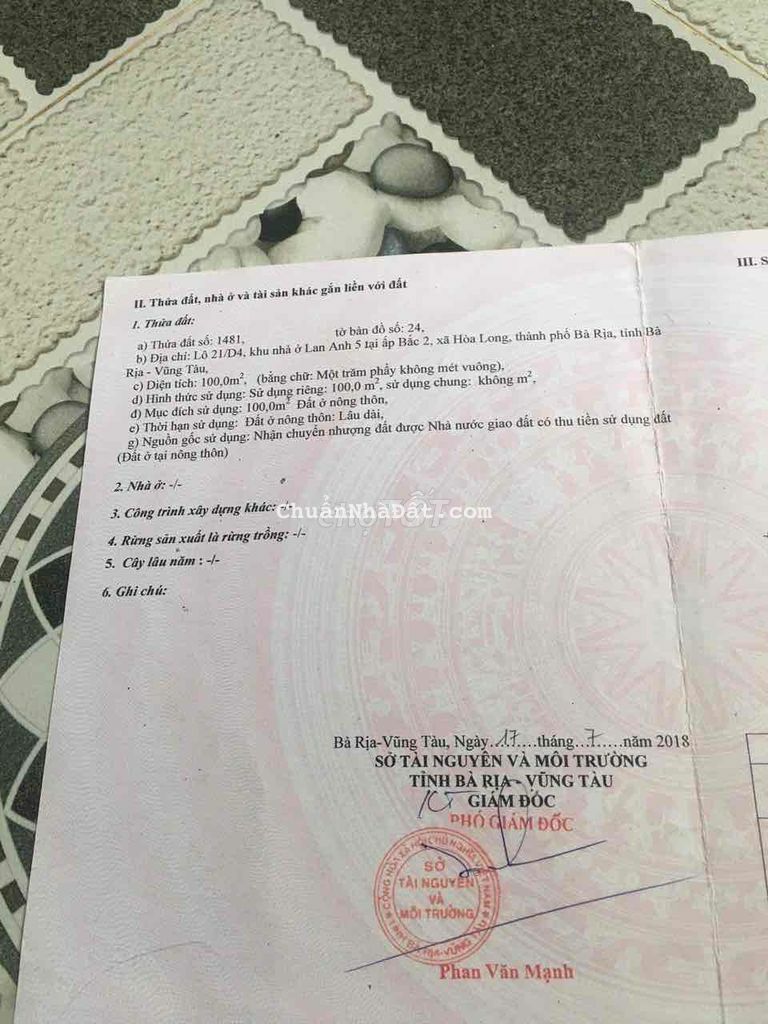 Miếg 5x20 thành phố Bà Rịa chỉ 795 triệu  Không mua thì mua ở đâu ạ!!