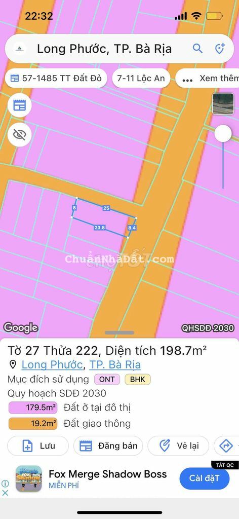 CẮT LỖ CỰC MẠNH LÔ GÓC NGAY HƯƠNG LỘ 8 - LONG PHƯỚC TP BÀ RỊA; 8x25M CẮT LỖ CỰC MẠNH LÔ GÓC NGAY HƯƠNG LỘ 8 - LONG PHƯỚC TP BÀ RỊA; 8x25M