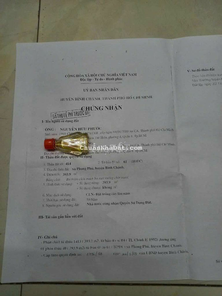 Bán đất sổ hồng măt yiên chợ phú lạc