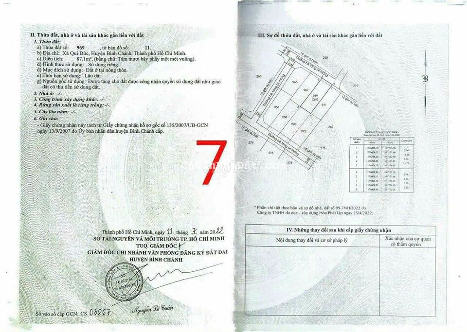 Bán lô đất hẻm xe tãi xã quy đức bình chánh