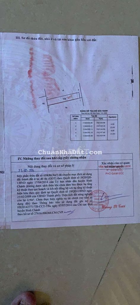 Bán miếng đất hẻm ba gác thông ấp 3 tân kiên bình chánh