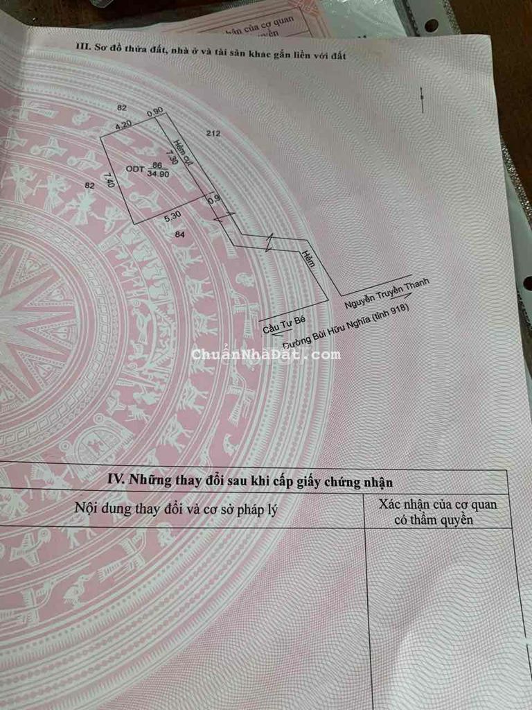 Nền thổ cư 100% 35m2 hẻm Bùi Hữu Nghĩa