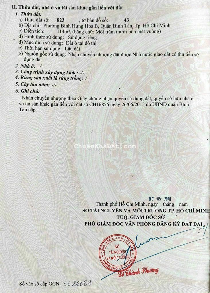 Đất Mặt Tiền Đường số 10 (5 x 17) Khu Dân Cư Vĩnh Lộc, Quận Bình Tân