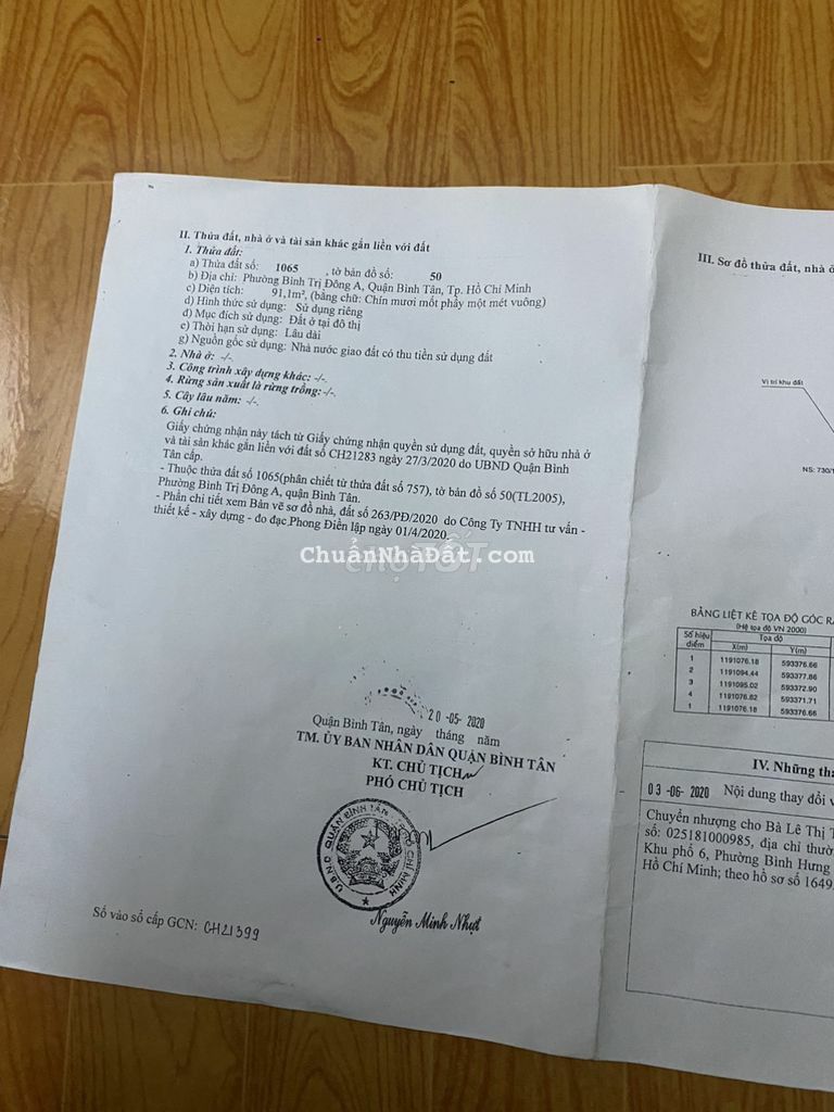 Giá Thật! Đất Ở 91m2 (5x18) Đường Hương Lộ 2 Thông Qua Lê Văn Quới