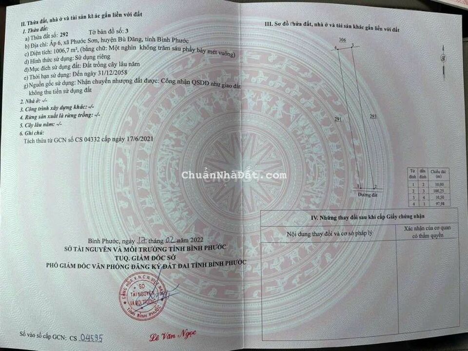 🏜LỜI NGAY X3X4..._BÁN LỖ 50Triệu lô đất 1006m2 đất KV  Bình phước