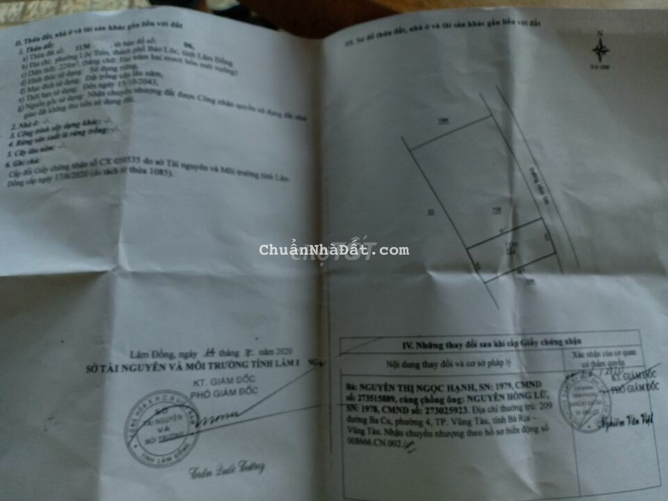 Bán đất Phường Lộc Tiến, Bảo Lộc. 10x24m. Đường nhựa 8m .