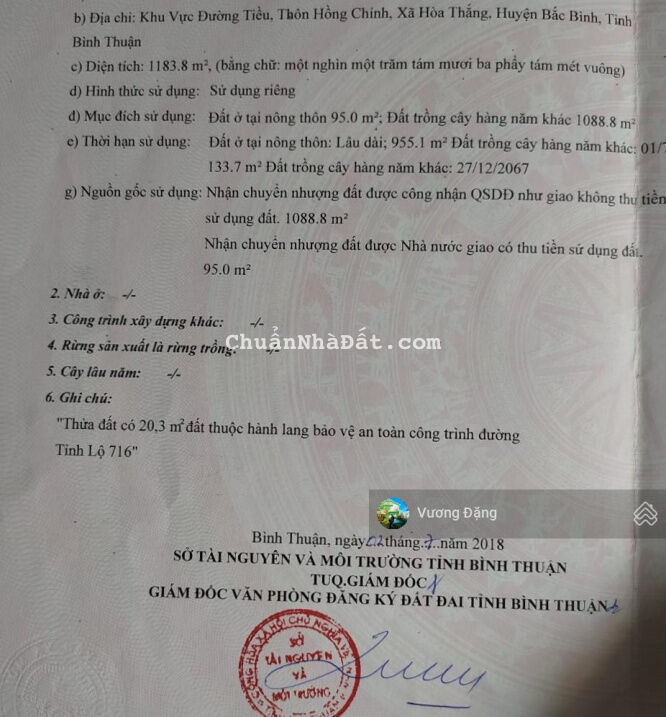 Cần bán 2382m2 có 190m2 thổ cư mặt tiền đường 716 Hòa Thắng view biển giá đầu tư - LH 034.430.6879 Cần bán 2382m2 có 190m2 thổ cư mặt tiền đường 716 Hòa Thắng view biển giá đầu tư - LH 034.430.6879