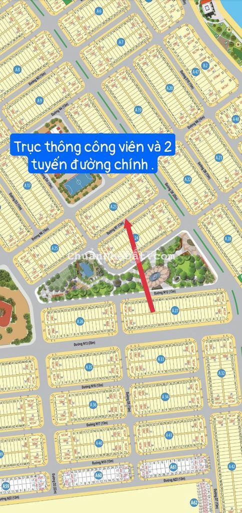 Lô sát công viên a23 - giá 1ty1 bao phí, ngay trung tâm bến cát,