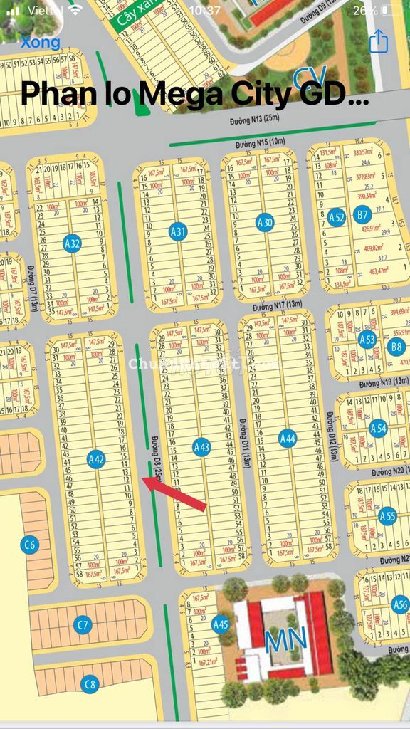 D8(25m)- A42-10 hướng đồng nam giá 1ty4 bao hết, mega city 1, bd D8(25m)- A42-10 hướng đồng nam giá 1ty4 bao hết, mega city 1, bd