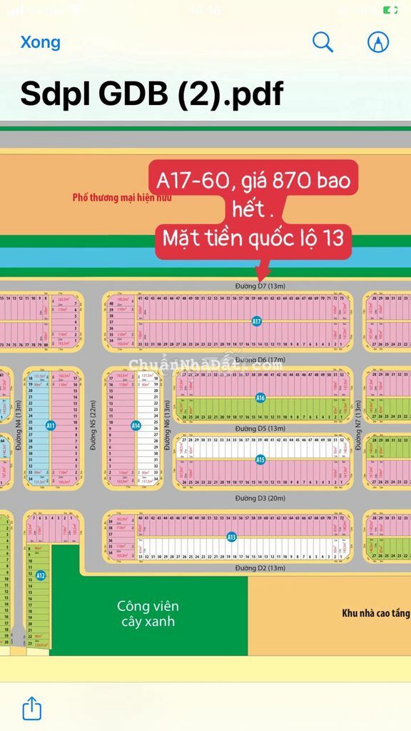 A17-60, đường D7. giá 870, golden 2, mỹ phước, bến cát, bình d