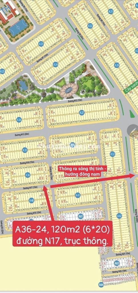 khu dân cư cầu đò- bến cát bán lô a36-24, 120m2 ,1ty1150, mega 1