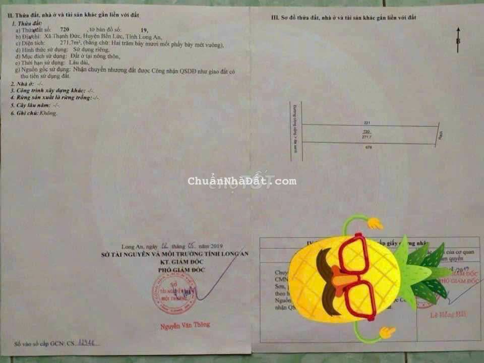 bán nhanh 271m thổ ấp 3 thạnh đức bến lức long an