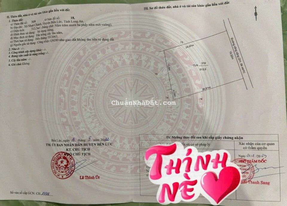 20x26m2 ( 500m2 CLN) đường đá xanh xe bán tải