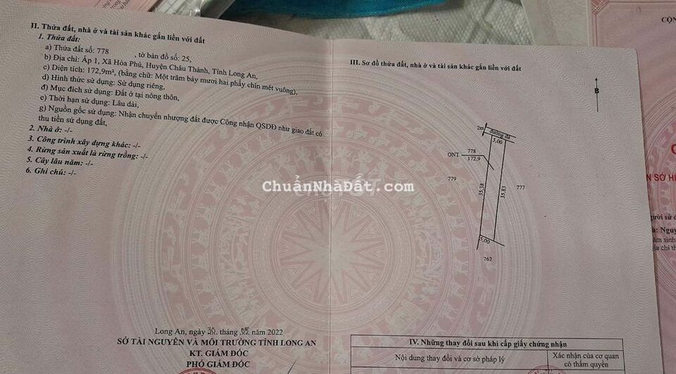 Đất thổ cư Hòa Phú Châu Thành Long An