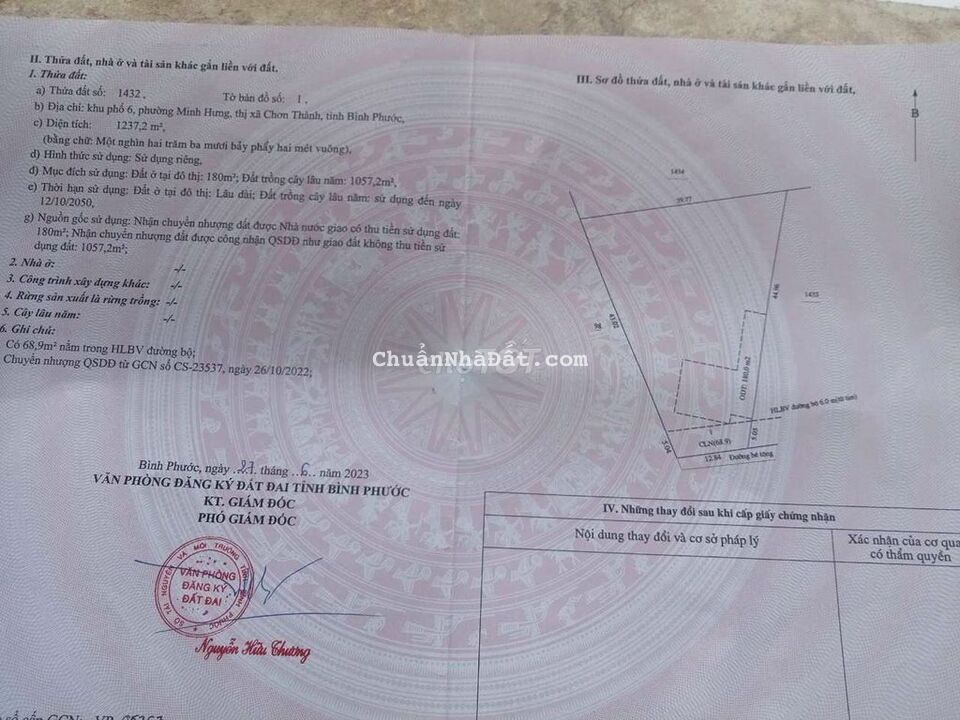 Bán lô nở hậu 40m tc 180m² sổ sẵn gần KCN lớn giá rẻ chỉ 1,3ty dân đ