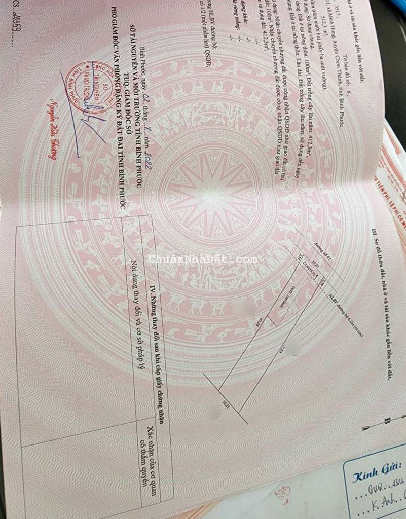 Bán lô 10*50tc100m² mặt tiền đ 41 sát bên KCN Minh Hưng Hàn Quốc rẻ