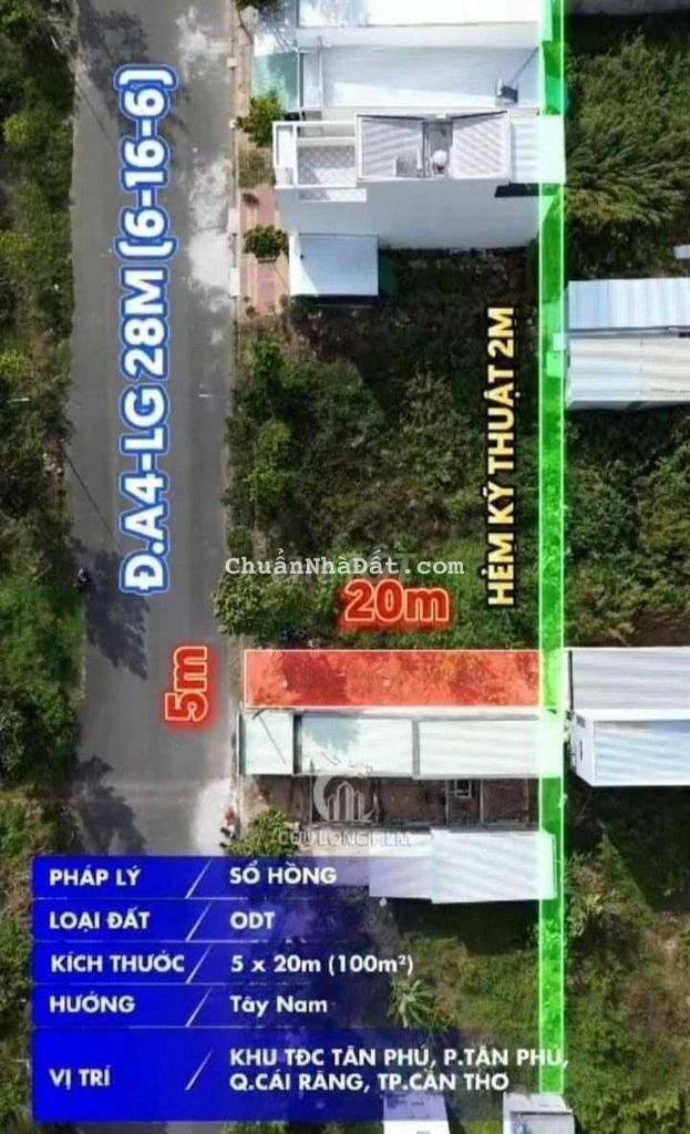 Nền 100m² đường A4 KDC Tân Phú, Cái Răng, TP. Cần Thơ