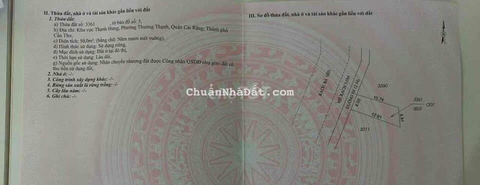 Nền thổ cư Cái Răng Rạch Bà Vèn gần Bệnh Viện số 10 Nền thổ cư Cái Răng Rạch Bà Vèn gần Bệnh Viện số 10