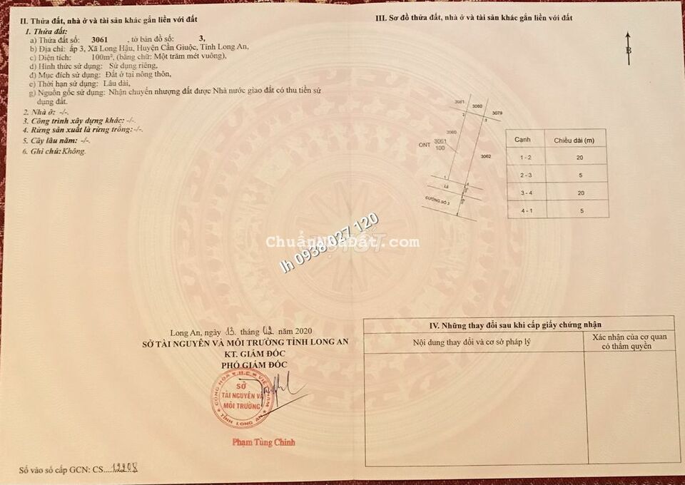 100m2 đã có sổ đường số 3 thuộc kdc Long hậu 1, lô đất ko dính hạ tầng
