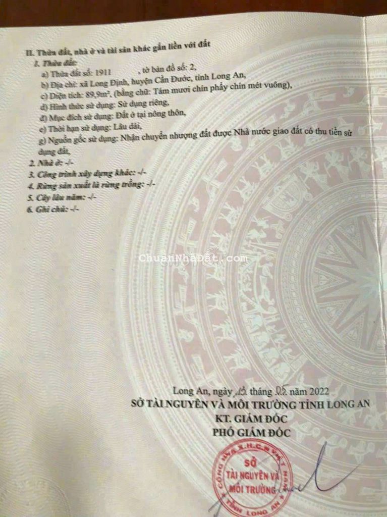 bán nhanh 89m kdc phúc giang long định cần đước