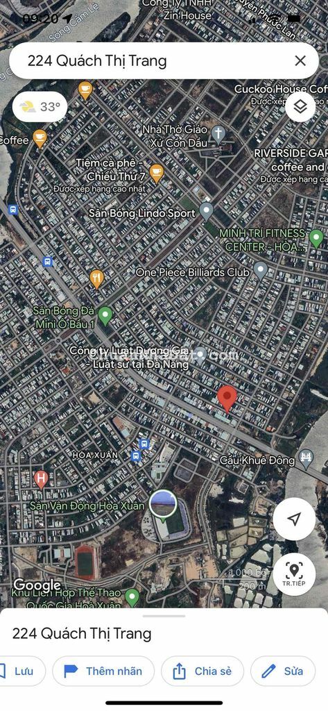 Bán lô đất Quách Thị Trang , ngay ngã 4 sát ngay SVĐ Hoà Xuân cực đẹp