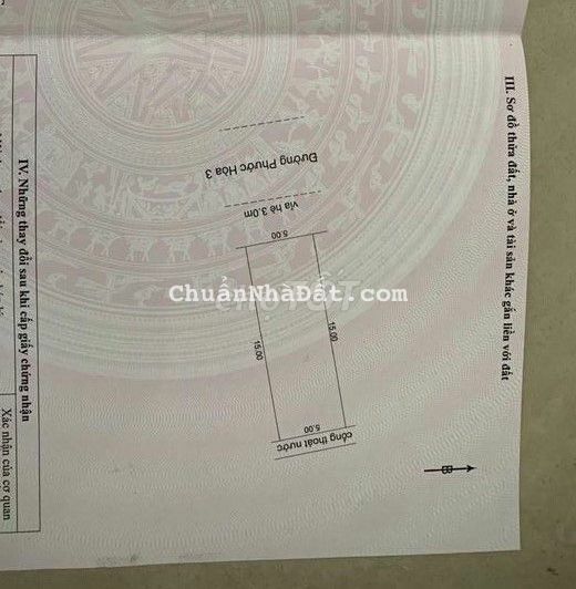 Bán đất mặt tiền đường Phước Hoà 3, gần Lê Đại Hành,Ông ích Đường 75m2