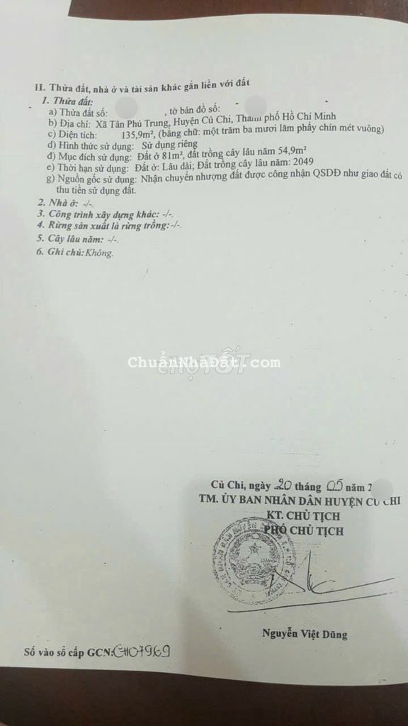 Bán lô đất thổ 135m2 đường Cây Da, Tân Phú trung, Củ chi, SHR, 690tr, Bán lô đất thổ 135m2 đường Cây Da, Tân Phú trung, Củ chi, SHR, 690tr,