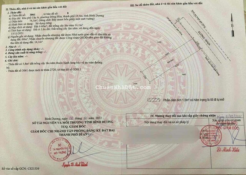 Bán Đất Hẻm Võ Thị Sáu . Dĩ An - Bình Dương