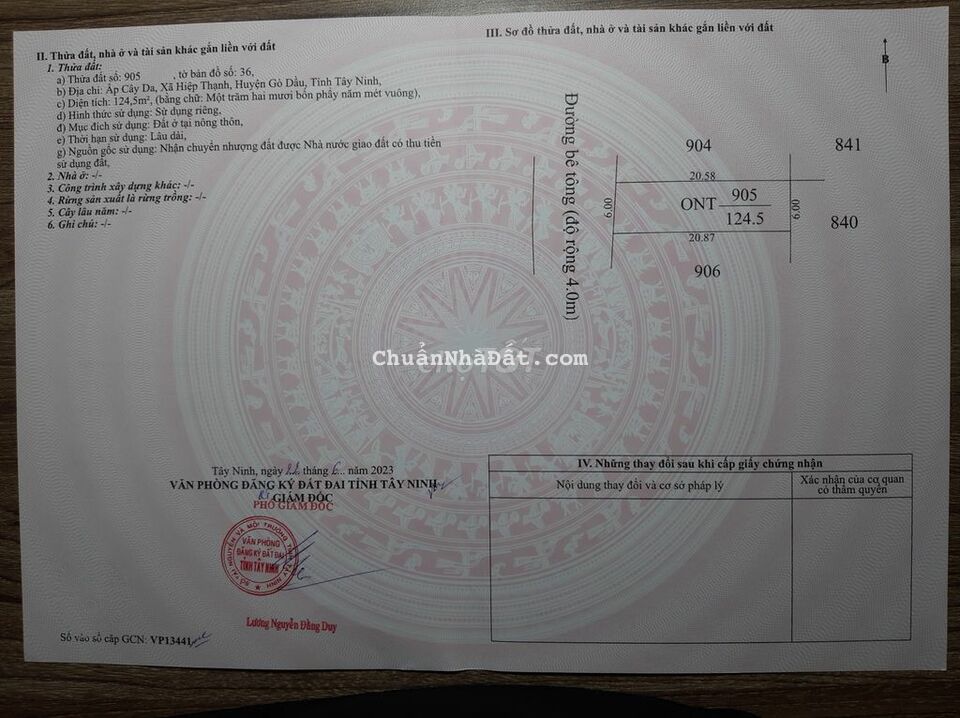 Mặt tiền đường bê tông 6x20 Full thổ. 490 triệu