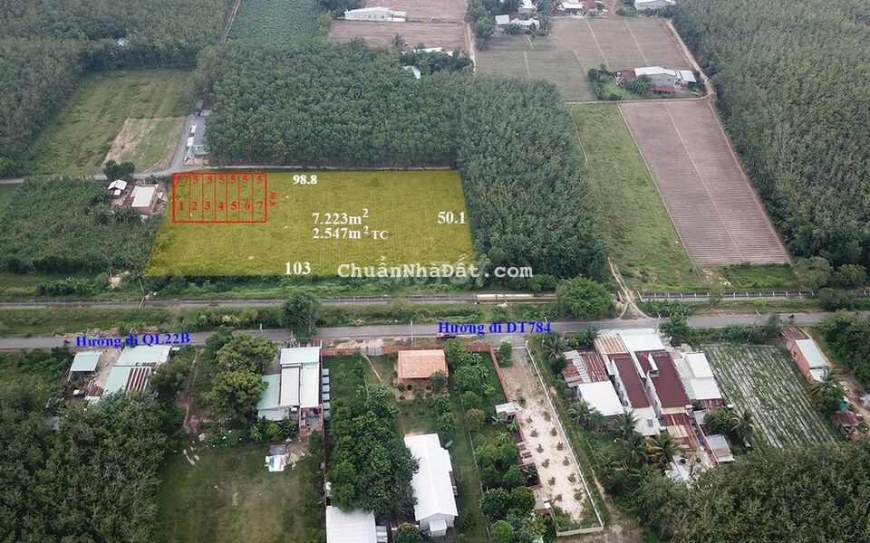 Đất 1/đường quốc lộ 22B đã có SHR + TC100%