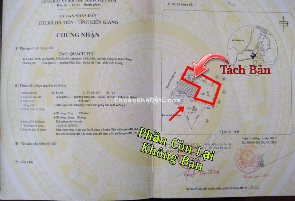 Đất Đường Cánh Cung Mũi Nai Hà Tiên