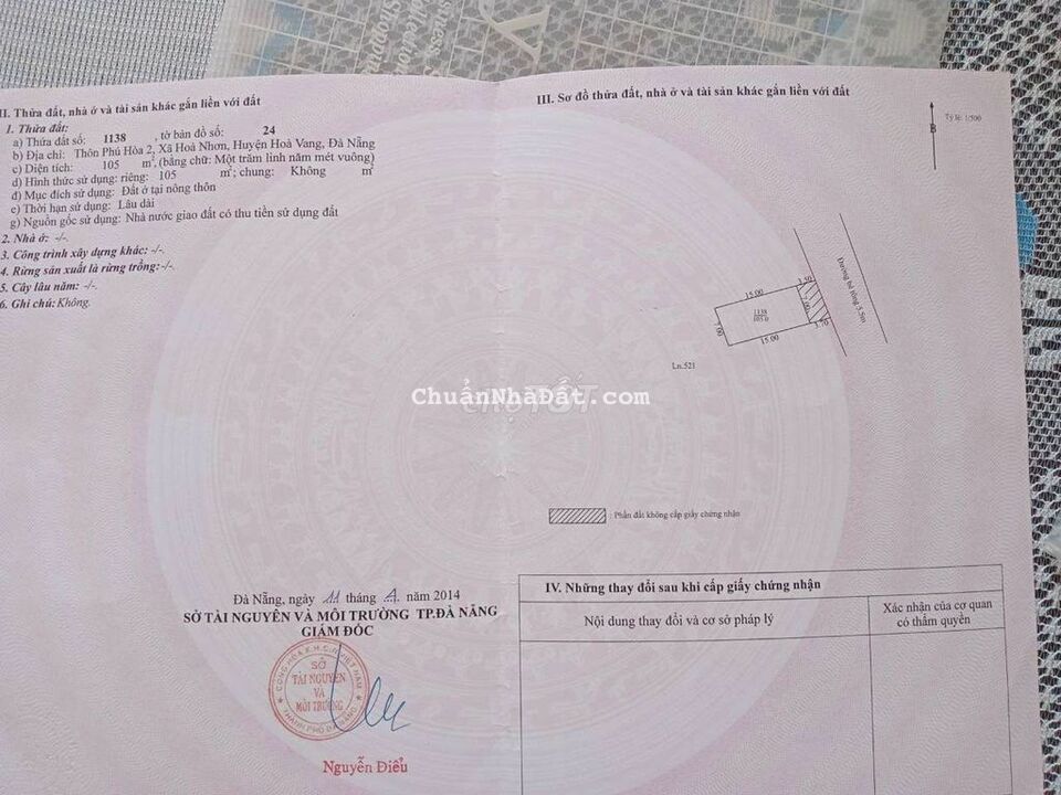 Đất MT Trục Đường Chính Thăng Long Nối Dài Xã Hoà Nhơn