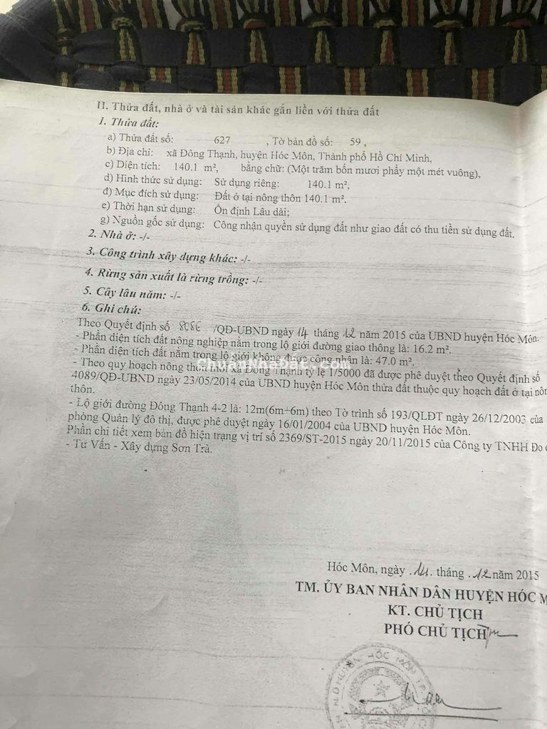 BÁN ĐẤT 9x25 MẶT TIỀN ĐÔNG THẠNH 2-4. GÀN HL80B